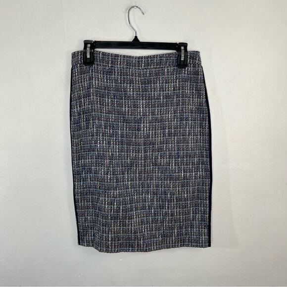 J. Crew Blue Brown Flecked Tweed Pencil Skirt Size 6 - Picture 3 of 16
